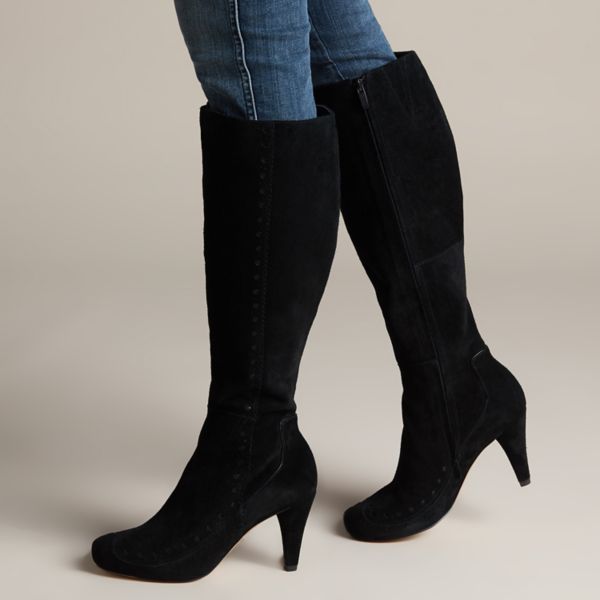 Clarks Womens Dalia Sierra Knee High Boots Black | UK-3879065